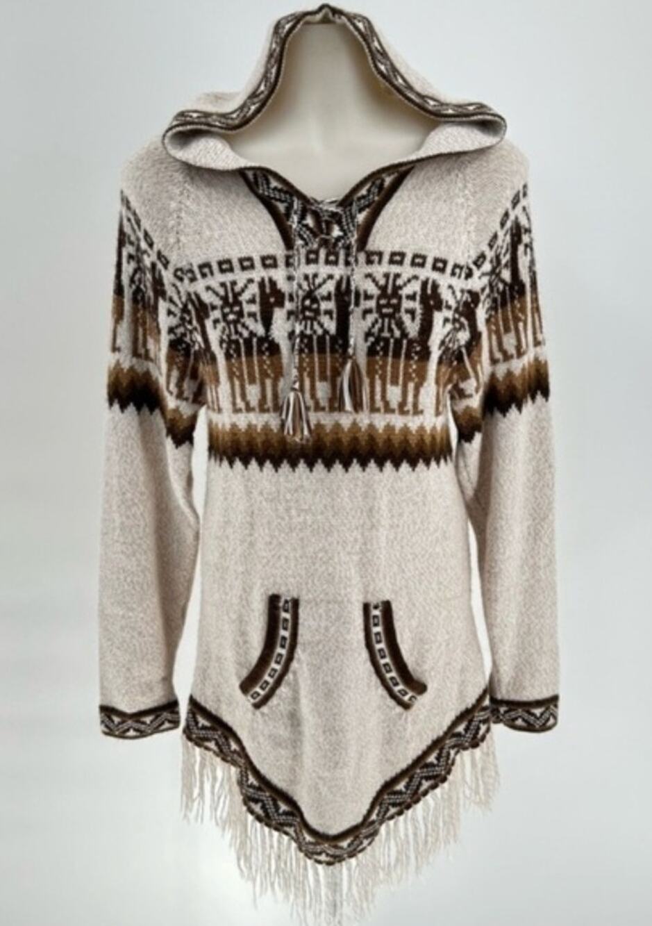 Artesania EDM Peruvian Hoodie 100%Alpaca Wool Sweater Size L